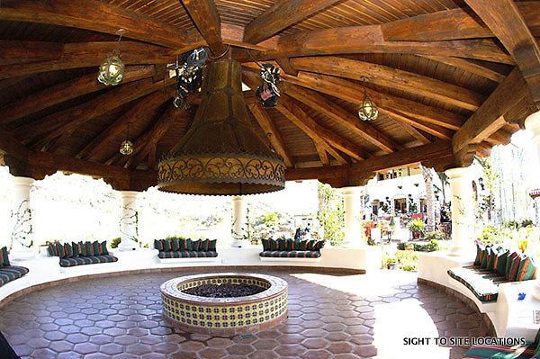 NN - Ext. Mansion - Inside Gazebo with Fire Pit - Day