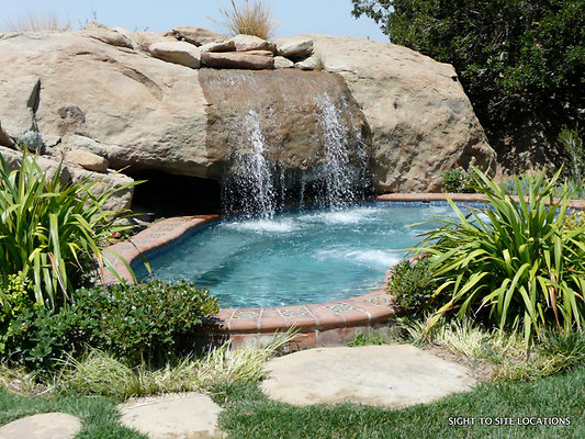 MMMM - Ext. Mansion - Close on Jacuzzi with Waterfall - Day